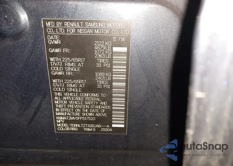 2015 Nissan Rogue Sv из США, поврежденный, VIN KNMAT2MV5FP517520